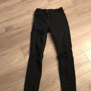 TOPSHOP BLACK HIGH WAIST DENIM